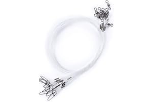 ZASIE Líder de pesca de fluorocarbono de 50 libras, 10 piezas/20 piezas de fluorocarbono líderes de pesca en agua salada/agua dulce, líderes de pesca de 20 pulgadas, línea líder de fluorocarbono 100%