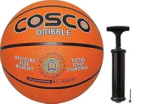 Cosco Rubber Basketball with Hand Pump, Size 7 (Multicolour)