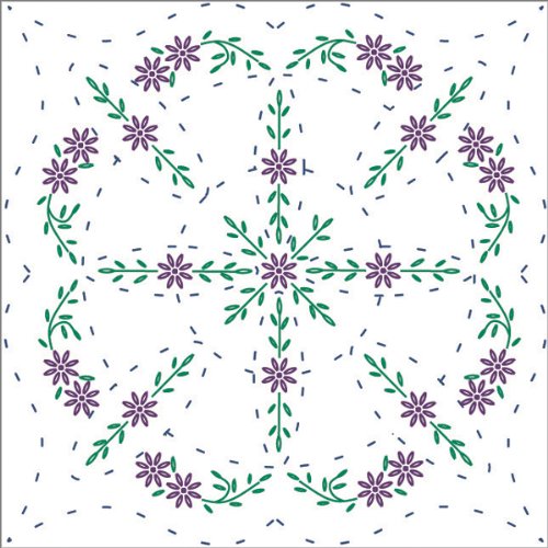 Fairway Stamped Quilt Blocks Easy Lazy Daisy Design, 18 x 18 in, (Pack of 6)