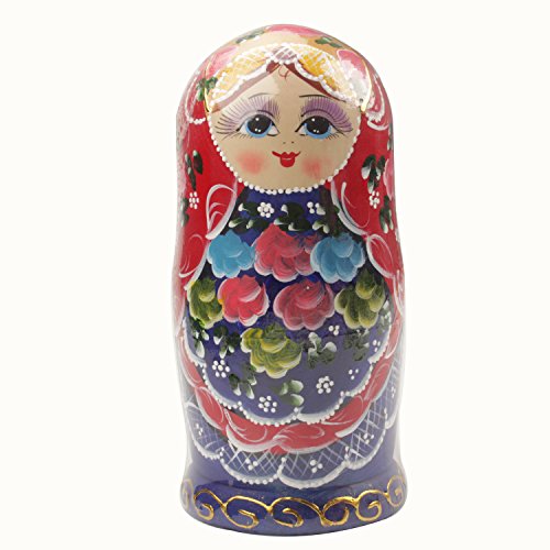 NuoYa005 Beautiful Set of 7 Cutie Nesting Dolls Matryoshka Madness Russian Doll Wooden Wishing Dolls Toy by safeinu - 6