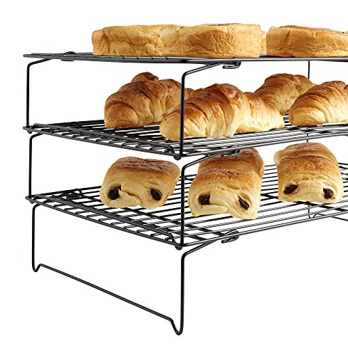 VonShef 3-teiliges stapelbares Abkühlgitter mit Antihaftbeschichtung – Einzeln oder platzsparend verwendbar - 3