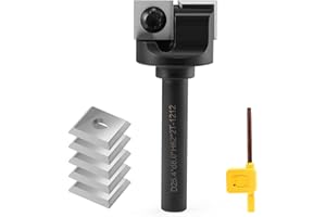 Trvoxviq 2 flautas, fresa planadora de 8 mm, vástago de 25,4 mm de diámetro de corte, fresa con 5 placas reversibles, fresa para fresadora superior, spoilboard, surfacing router, broca foreward,