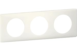 LEGRAND | Plaque 3 Postes Craie, Céliane, Finition Poudré Mat, Montage Horizontal Ou Vertical, Compatible Avec Mécanismes Céliane