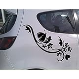 Folienaufkleber ***Blüten & Schmetterling Design 27 *** 2er Set Angebot - (Größen und Farbauswahl)