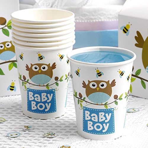 Little Owls, Baby Boy Cups for Baby Shower, Christening or Baby Naming Celebration