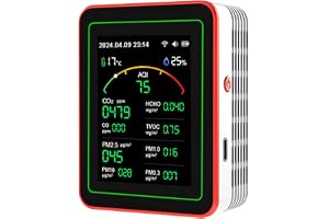 LYEAA Tuya WiFi 15-i-1 bärbar AQI-testare med TFT-skärm för CO CO2 TVOC HCHO temperaturfuktighet