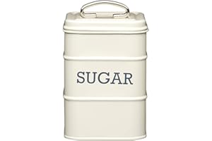 KitchenCraft Living Nostalgia Barattolo per Lo Zucchero, Scatole Latta Vintage Metallo, Contenitore 11 x 17 cm, Crema Antico