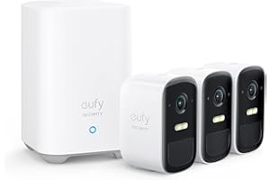 eufy Security eufyCam 2C Camara vigilancia WiFi Exterior, Camara de vigilancia Exterior,180 días de duración de la batería, HD 1080p, nessun Costo mensile, Conjunto de Tres cámaras