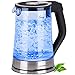 Produktbild TZS First Austria -1,7 Liter Glas Wasserkocher mit blauer LED Beleuchtung kabellos 2200 Watt schwarz | Kalkfilter