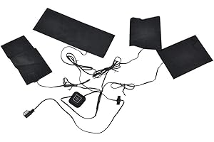 BNINETEENTEAM Almohadilla calefactora de chaleco eléctrico USB, 5V 2A 8W Almohadilla calefactora de chaqueta calentada 3 engranajes Control de temperatura Temperatura ajustable Kit 4 en 1 Equipos de Protección