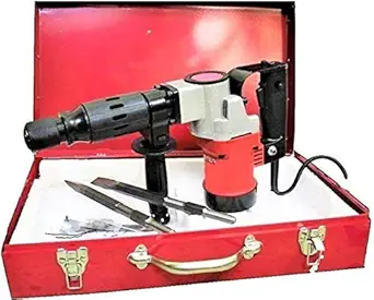 RED HORSE Powerful Demolition Hammer Breaker with Red Chiesel Bits Pistol Grip Drill (18 mm Chuck Size) Corded-electric
