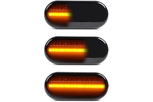 OZ-LAMPE Dynamic Side Indicator for Fiesta C-Max Focus Fusion Galaxy Bora Golf Jetta Passat Polo Sharan Vento Ibiza Leon Citigo Felicia, LED Side Marker 18 SMD, Amber Turn Signal Light, Smoked