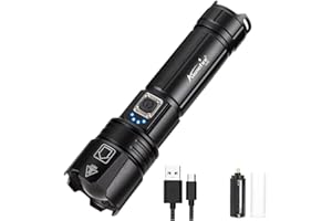 Alonefire H38 Torcia LED Potente Professionale Alta Potenza LED Ricaricabile USB Zoomable Impermeabile con Batteria Litio, Potenza di Uscita per Campeggio Escursioni Viaggi Militare Polizia