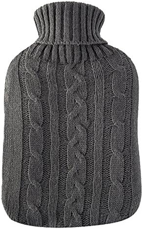 Hot Water Bottle With Knitted Cover Set Large 2L For Cramps And Pain Relief With Knit Covers Quick Pain Relief and Comfort (grey)