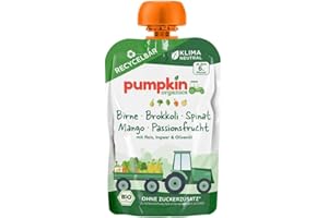 ‎PUMPKIN ORGANICS Pumpkin Organics Quetschie - mit Birne, Brokkoli, Spinat, Mango, 100g (6er Pack)