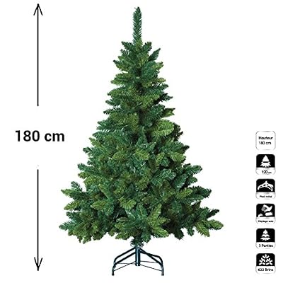 FEERIC LIGHTS & CHRISTMAS Sapin de Noël artificiel blooming VERT - Hauteur 1m80 - 622 Branches - Qualité luxe