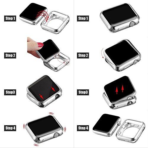 Bandas y funda para Apple Watch 38  mm  Zyra Milanese Loop Acero Inoxidable Replacement Correa De Pulsera Con chapado en 2  de la serie resistente a los ara  azos       Marco protector de TPU para Apple reloj  serie 1