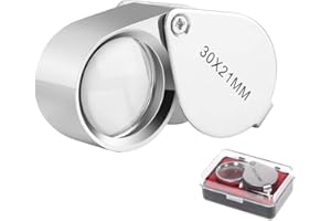 KINGMAS Pocket Jewelry Loupe 30x 21mm Jewelers Loop Eye Magnifying Glass Foldable Magnifier