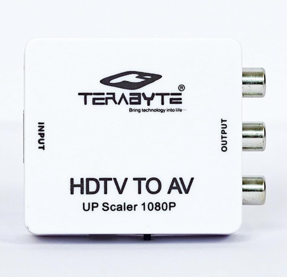 TERABYTE HDTV to AV/HDMI to AV Converter with Audio [Inside Box USB Cable for Power | Switch Compatible for Two Mode NTSC or PAL] HDTV/HDMI Signal to AV (RCA/Composite Video) UP Scaler 1080P (White)