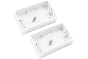 DXPETA Double Socket Back Box, 2-Pack Surface Mounted PVC Back Box for Electrical Installations, Wall Socket Box for Residential and Commercial Use