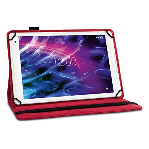 NAUC Tablet Schutzhülle für Ihr Medion Lifetab X10311 X10302 P10400 P10506 P10505 S10366 S10352 P10356 S10346 S10345 aus Kunstleder mit praktischer Standfunktion und 360° Drehfunktion kombiniert Schutz und Design Hülle Cover Case Tasche, Farben:Rot - 2