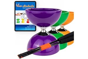 Juggle Dream Carousel Diabolo Jonglage Kit - Essieu Triple Roulement à Billes + Diablo Baguettes Superglass, Vidéo d'apprentissage en Ligne (Violet)