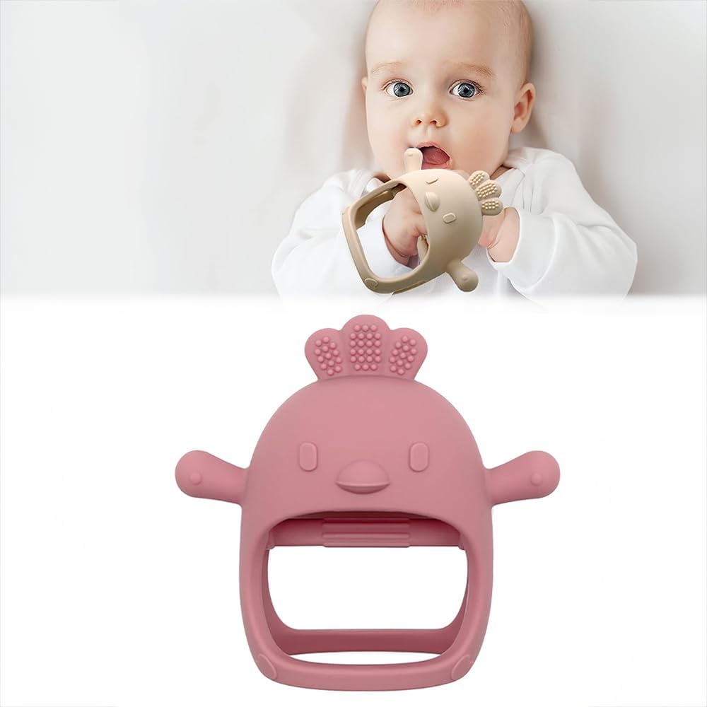Meleni Baby Silikon Bebek Diş Kaşıyıcı - Diş Kaşıma Eldiveni Yenidoğan Dişlik Pembe