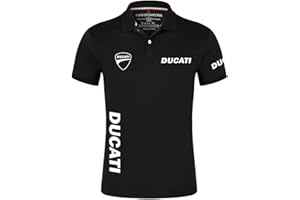 GHDUI T-Shirt da Uomo Estiva da Polo per Polo da Ciclismo con Stampa Ducati T-Shirt da Polo da Golf da Moto Manica Corta da Moto-Black||L