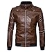Produktbild Herren Lederjacke Jacke Symmetrische Tasche Reißverschluss Stehkragen Manner Übergangsjacke Bikerjacke Freizeitjacke Gesteppt Jacke echtes Weiches Leder Schlankes