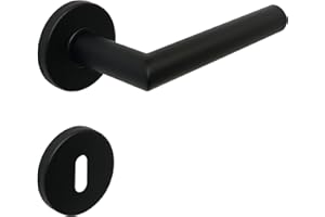 FELGNER Drückergarnitur Como für Buntbartschlösser | hochwertige moderne Türblende Türklinken Türdrücker Garnitur Türgriff Türbeschlag Rosette für Innentüren Zimmertüren | matt schwarz