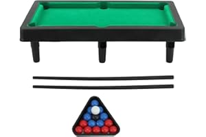 BSTCAR Tabletop Billiards Mini Pool Table Set 16 Balls 2 Cues and 1 Triangle,Portable Tabletop Snooker Game Set Kids and Adults