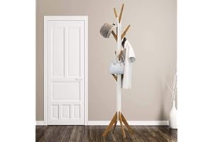 HS-Lighting Garderobenständer Holz Kleiderständer mit 8 Haken, Standgarderobe Jackenständer für Eingang Flur Büro Wohnzimmer Schlafzimmer (Hoch: 178,5cm)