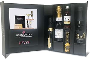 MicroBarBox Prosecco Gift Set in a Premium Luxury Gift Box | Prosecco Gifts for Women | including Galanti Prosecco, Bottega Prosecco, Da Luca Prosecco & Edinburgh Raspberry Gin with Divine Chocolate