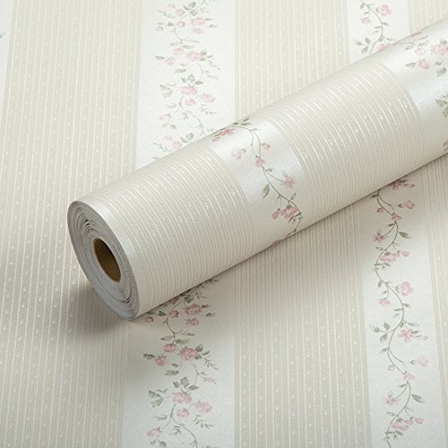 Beige Damask Pattern Peel And Stick Bedroom Wallpaper Non Woven
