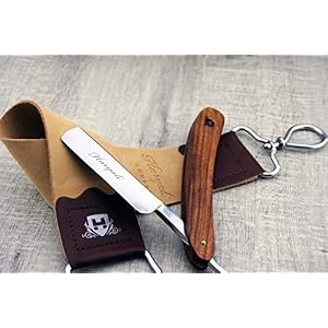 Handle Straight/Cut Throat Razor with Strop, Paste and Trimming Scissors - Image 3