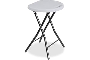 Acomoda Textil – Taburete Bajo de Coctel Portátil para Jardín, Terraza y Patio. Asiento Plegable de Interior y Exterior Resistente y Duradero, Color Blanco 30x30x45 cm