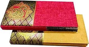 Jain Cards Designer Money Envelope, Shagun Envelope, Wedding, Engagement, Any Occasion Cash Gift Money Cover Made with Card Paper Sheet 225 GSM Red & Yellow Double Shade Design 2 X 10 (Pack of 20)