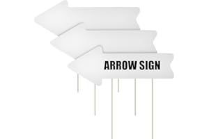 SAVITA Arrow Yard Signs with Stakes, 3 Pack 15.7 x 5.9 Inch Wedding Directional Yard Signs with 6 Stakes Blank Yard Sign Arrow Party This Way Birthday Party Arrow Signs