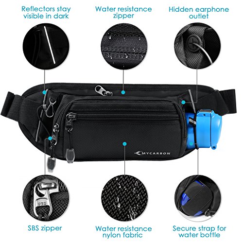 Marsupio Unisex Sportivo Leggero – Nylon Impermeabile, Cintura Regolabile 87-123 Cm, 2 Tasche Con Cerniera – Per Viaggio, Corsa, Ciclismo, Escursioni - 4