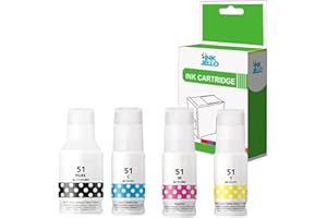 InkJello Ink Bottle For Printer, Compatible With Canon Pixma G1520 G2520 G2560 G3520 G3560 G1560 GI-51 (Black, Cyan, Magenta, Yellow, 4-Pack)