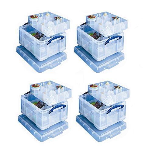 Really Useful Clear 21 Litre Box Including Dividers - 4 Pack