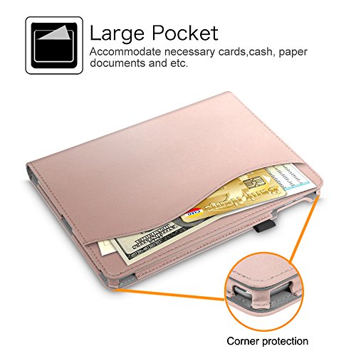 Fintie iPad 9.7 Zoll 2017 / iPad Air 2 / iPad Air Hülle – [Eckenschutz] Multi-Winkel Betrachtung Folio Stand Schutzhülle Cover Case Tasche mit Dokumentschlitze, Standfunktion, Auto Wake / Sleep für Apple iPad 2017 Neue Modell 9.7″ Retina Display Tablet, iPad Air 1/2, Roségold - 5