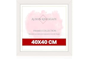 Alison Kingsgate Modern 40X40CM White Picture Frames - Engineered Wood Photo Frame with Shatterproof Perspex Front - Ideal for Posters, Certificates & Artwork - Wall Mount or Tabletop Display
