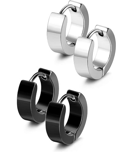 Set Da 8 Paia Di Orecchini A Cerchio In Acciaio Inox Placcato Oro E Argento – Ipoallergenici, Varie Misure – Per Donna