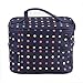 Polka Dots Double-Layer Toiletry/Cosmetic/Makeup Bag Travel Wash Organizer Case (Dark Blue)