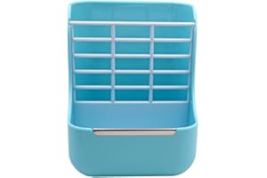 MASXIRCH Ciotola per Conigli, Ciotola per Porcellini D'India, 2 in 1 Dispensatore Automatico di Cibo per Conigli Appeso per Piccoli Animali, Mangiatoia di Fieno per Cincillà (Blu)