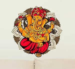 Decals Design Lord Ganesha Motif Colourful Wall Sticker (PVC Vinyl, 60 cm x 60 cm),Multicolour