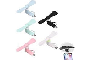 RAKIUTY Ventole per Cellulare,Ventilatore di Tipo C,5 Pezzi Ventilatore per Cellulare,Mini Ventola Usb Portatile 2 In 1,Ventilatore Portatile 2 In 1,Mini Ventilatore USB per Telefoni Android/USB di Tipo C