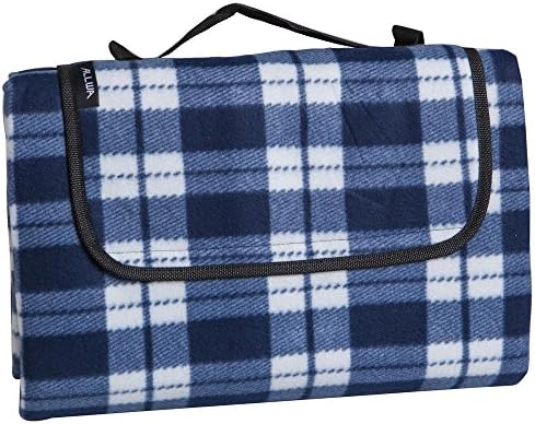 ALLWA X-Large 150x200cm Blue Picnic Blanket - Water Proof Backing Outdoor Blanket - Easy To Fold And Portable Beach Mat- Family Perfect For Beach, Travel, Picnic Camping
