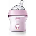 Chicco Natural Feeling Feeding Bottle for Babies, 150ml (0+ Months)|Mother Breast Like teats| Soft Silicon, Anti-Colic Teat | Angled Teat Suitable for Newborns | with Anti-Drip Cap | BPA Free (Pink)